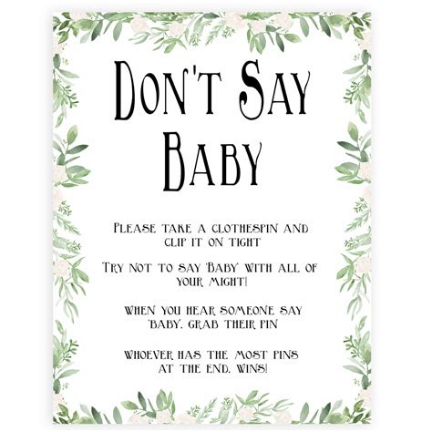 Free Printable Don't Say Baby Sign