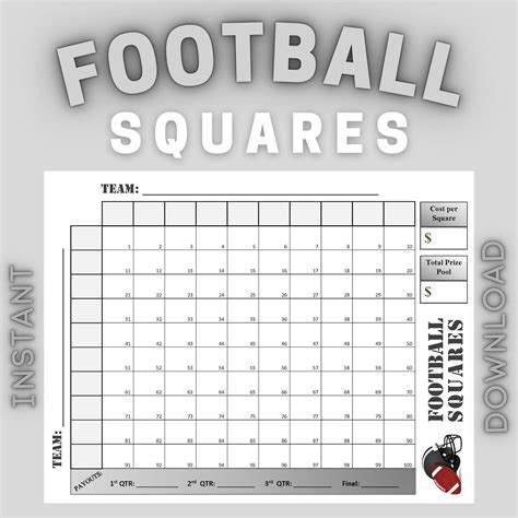 Free Printable Football Numbered Football Squares