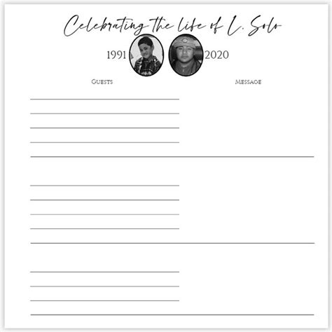 Free Printable Funeral Guest Book Template