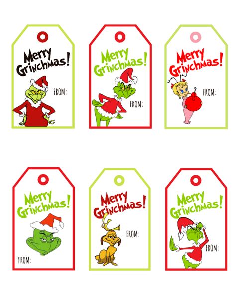 Free Printable Grinch Gift Grinch Christmas Tags