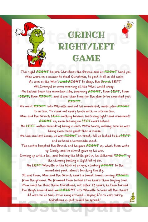 Free Printable Grinch Left Right Game