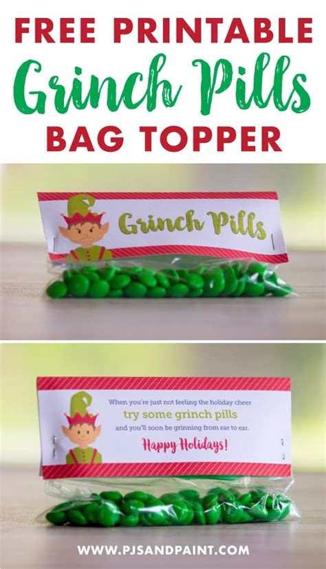 Free Printable Grinch Pills Bag Topper