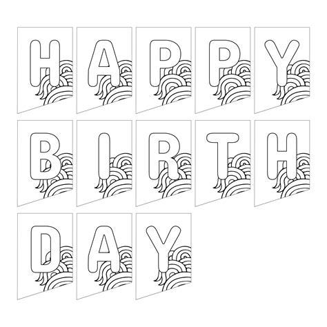 Free Printable Happy Birthday Banner Coloring Pages