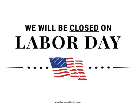 Free Printable Labor Day Closed Sign Template