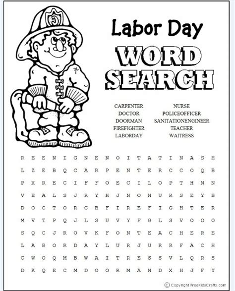 Free Printable Labor Day Word Search