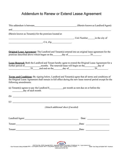 Free Printable Lease Renewal Form