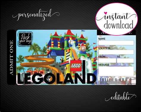 Free Printable Legoland Ticket