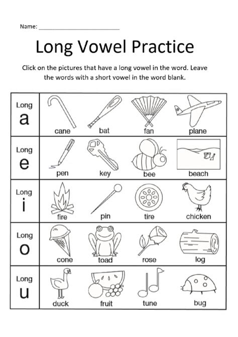 Free Printable Long Vowel Worksheets
