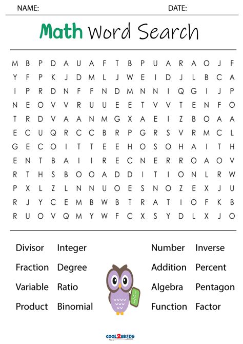 Free Printable Math Word Search Puzzles