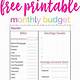 Free Printable Monthly Budget Worksheets