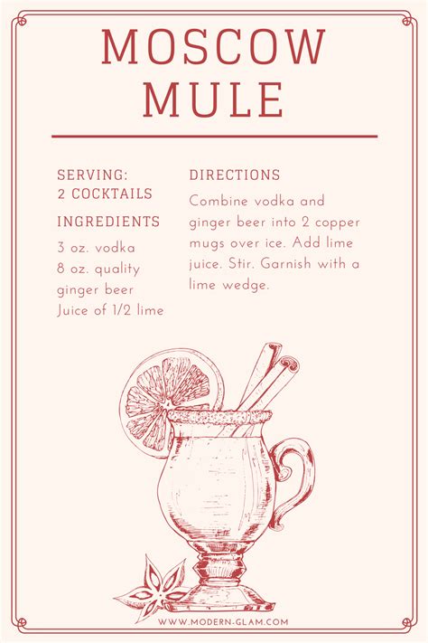 Free Printable Moscow Mule Recipe Card