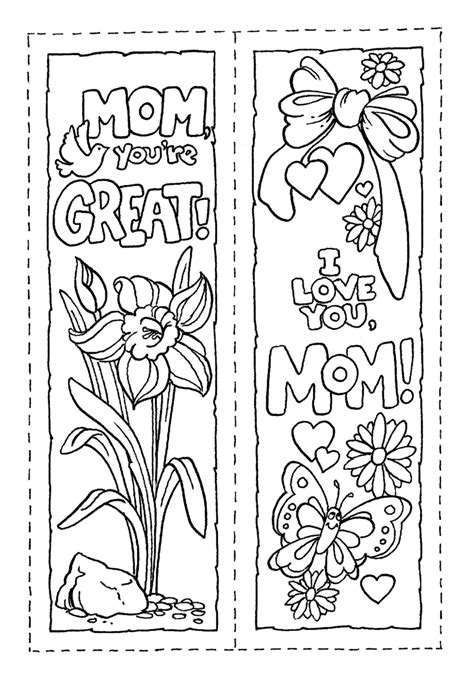 Free Printable Mother's Day Bookmarks To Color