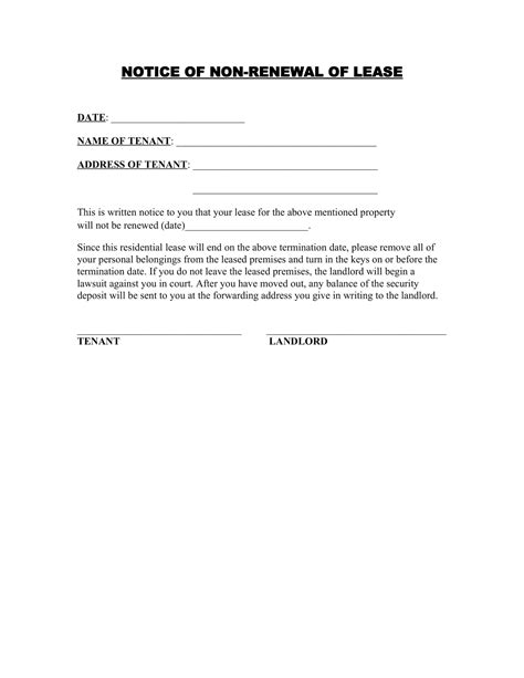 Free Printable Non Renewal Of Lease Letter