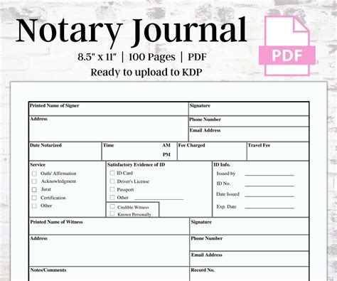 Free Printable Notary Journal