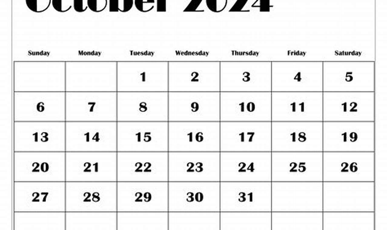 Free Printable October 2024 Calendar Templates For Students