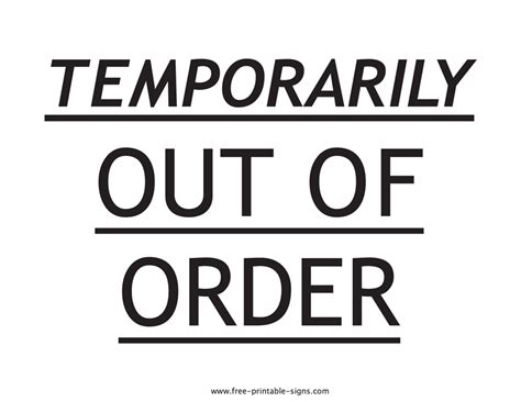 Free Printable Out Of Order Sign