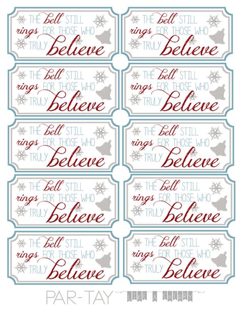 Free Printable Polar Express Bell Tags