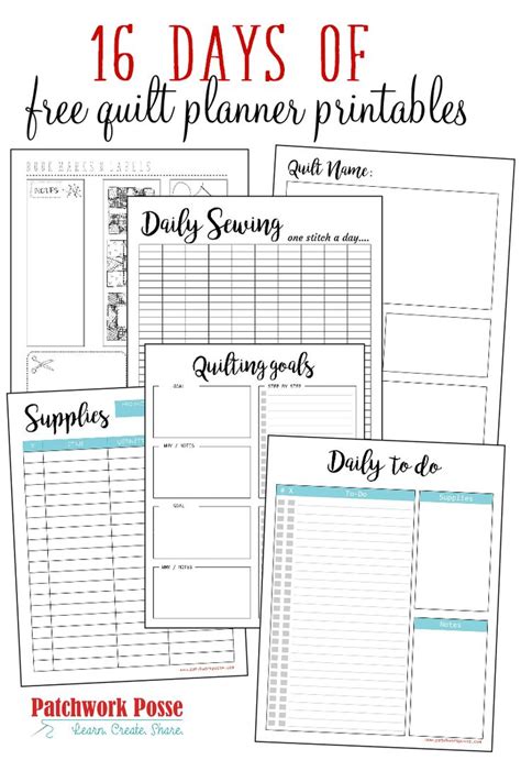 Free Printable Quilt Project Planner
