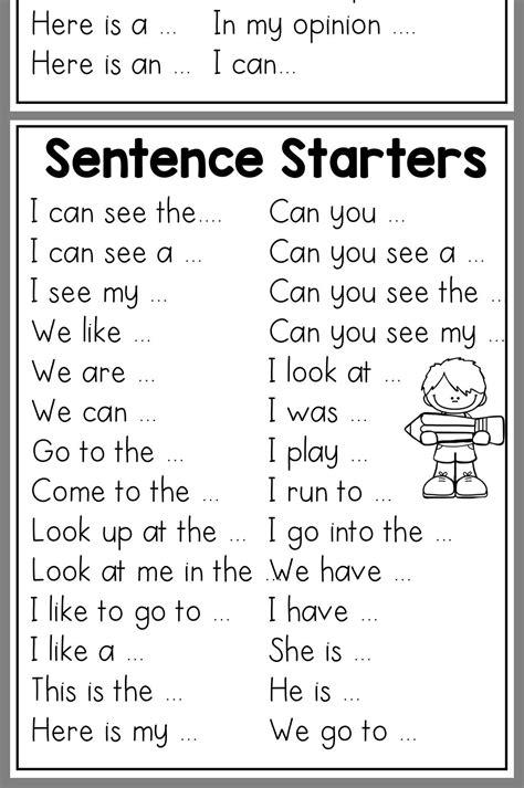 Free Printable Sentence Starters