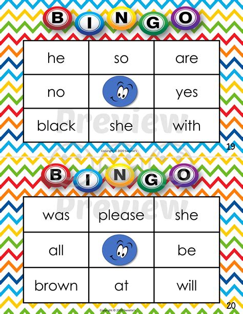 Free Printable Sight Word Bingo Kindergarten