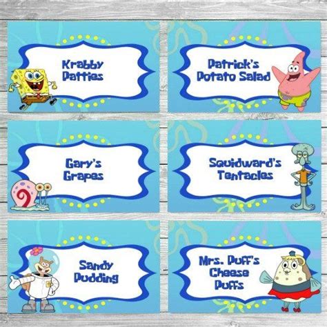 Free Printable Spongebob Food Labels