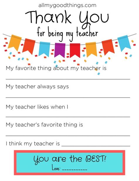 Free Printable Teacher Appreciation