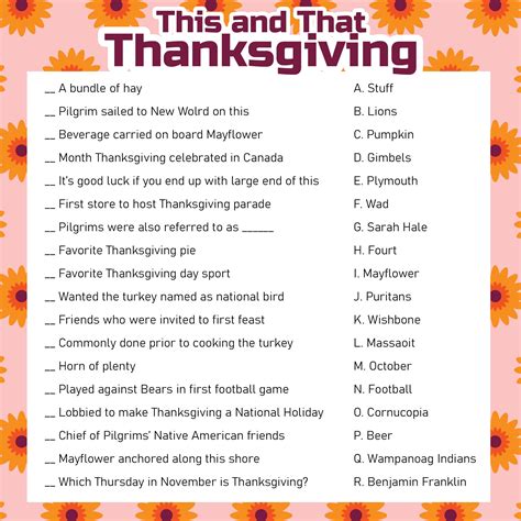 Free Printable Thanksgiving Trivia Printable