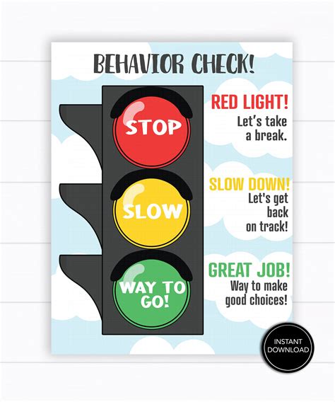 Free Printable Traffic Light Behaviour Chart