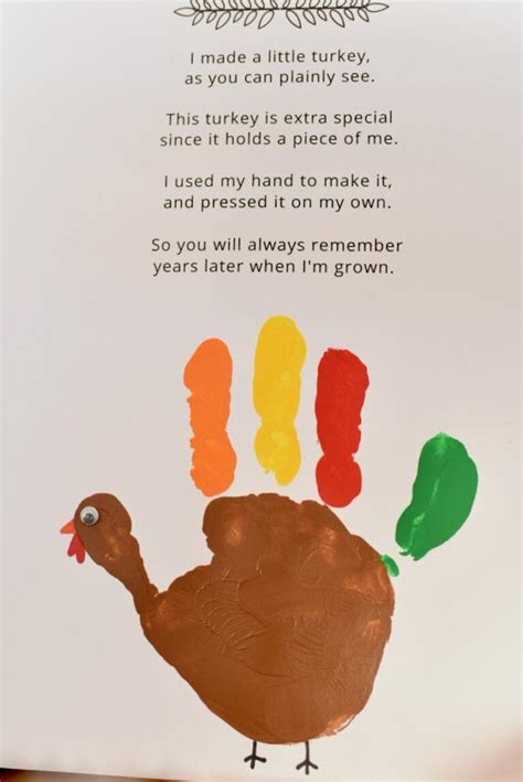 Free Printable Turkey Handprint Poem Printable