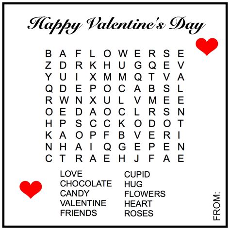 Free Printable Valentine's Day Word Searches