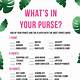 Free Printable What's In Your Purse Game Printable