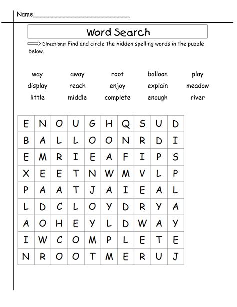 Free Printable Word Searches For 2nd Graders