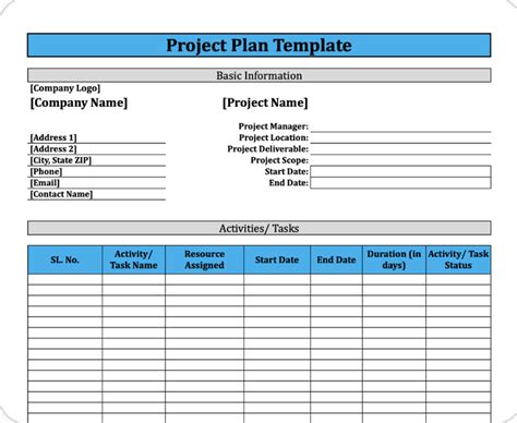 Project Plan Templates 18 Free Sample Templates Microsoft Word