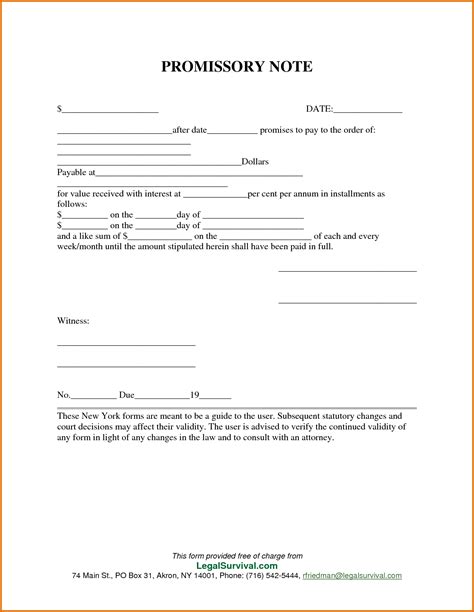 Free Promissory Note Template For Personal Loan