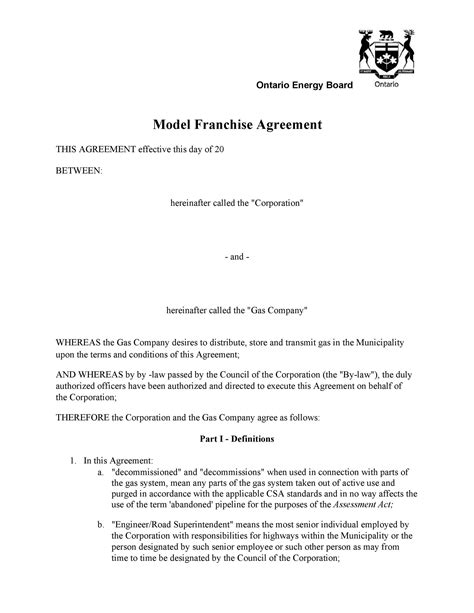 Free Sample Franchise Agreement Template