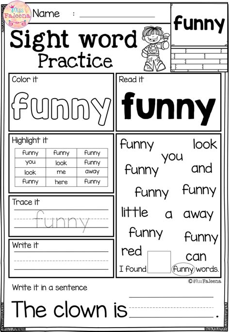 Free Sight Word Practice Worksheets