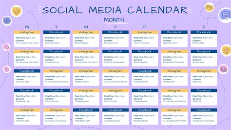 Social Media Calendar Template JotForm Tables