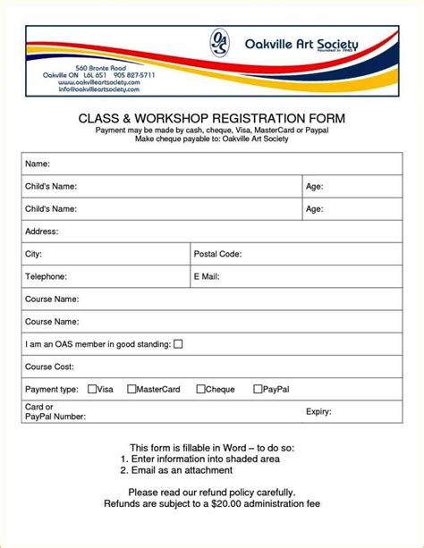Free Template For Registration Form