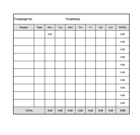 40 Free Timesheet / Time Card Templates ᐅ Template Lab Free Printable