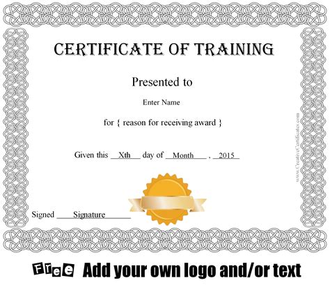 Free Training Certificate Template