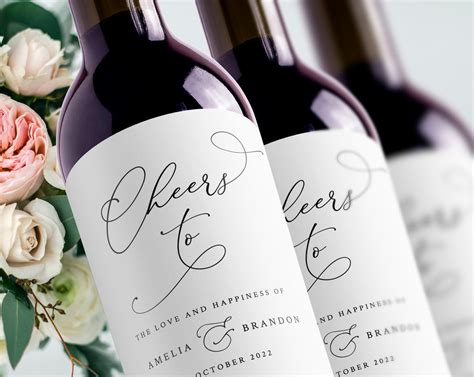 Wine Label Template Bohemian Wedding Wine Labels Floral Etsy