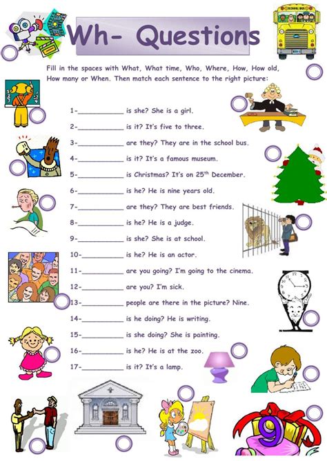Free Wh Question Worksheets