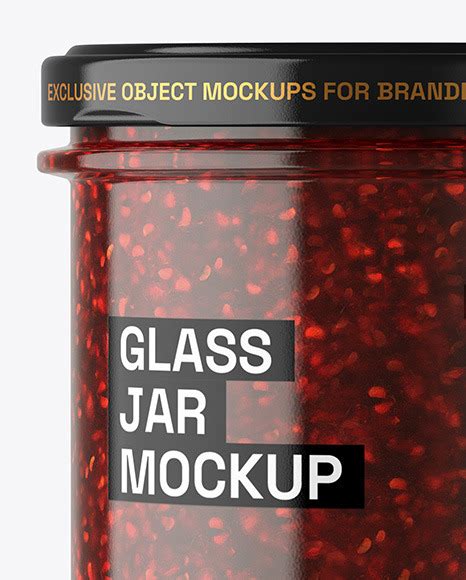 Download Free Сlear Glass Jar with Raspberry Jam Mockup TIFF PSD Generator