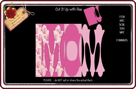 Download Free 049 Mom Mum Word Card Multiple MACHINE Formats Files DXF Files