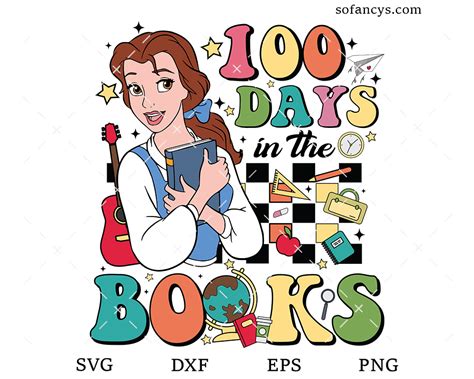 Download Free 100 Days In The Books SVG Cut File DXF Files