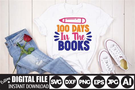 Download Free 100 Days In The Books SVG Cut File For Crafts