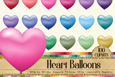 Download Free 100 Gradient Matte Heart Balloon Printable Sticker Clip Arts Cut Images