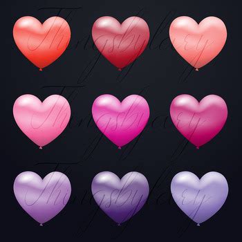 Download Free 100 Gradient Matte Heart Balloon Printable Sticker Clip Arts Files