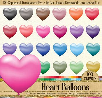 Download Free 100 Gradient Matte Heart Balloon Printable Sticker Clip Arts Files DXF Files