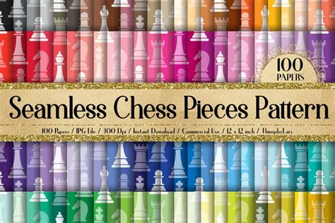 Download Free 100 Seamless Chess Pieces Pattern Chess Board Digital Papers Files For Crafts